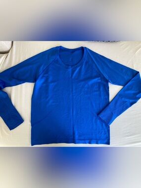 Lululemon swiftly tech long sleeve 2.0 race length shirt size 10 pipe dream blue